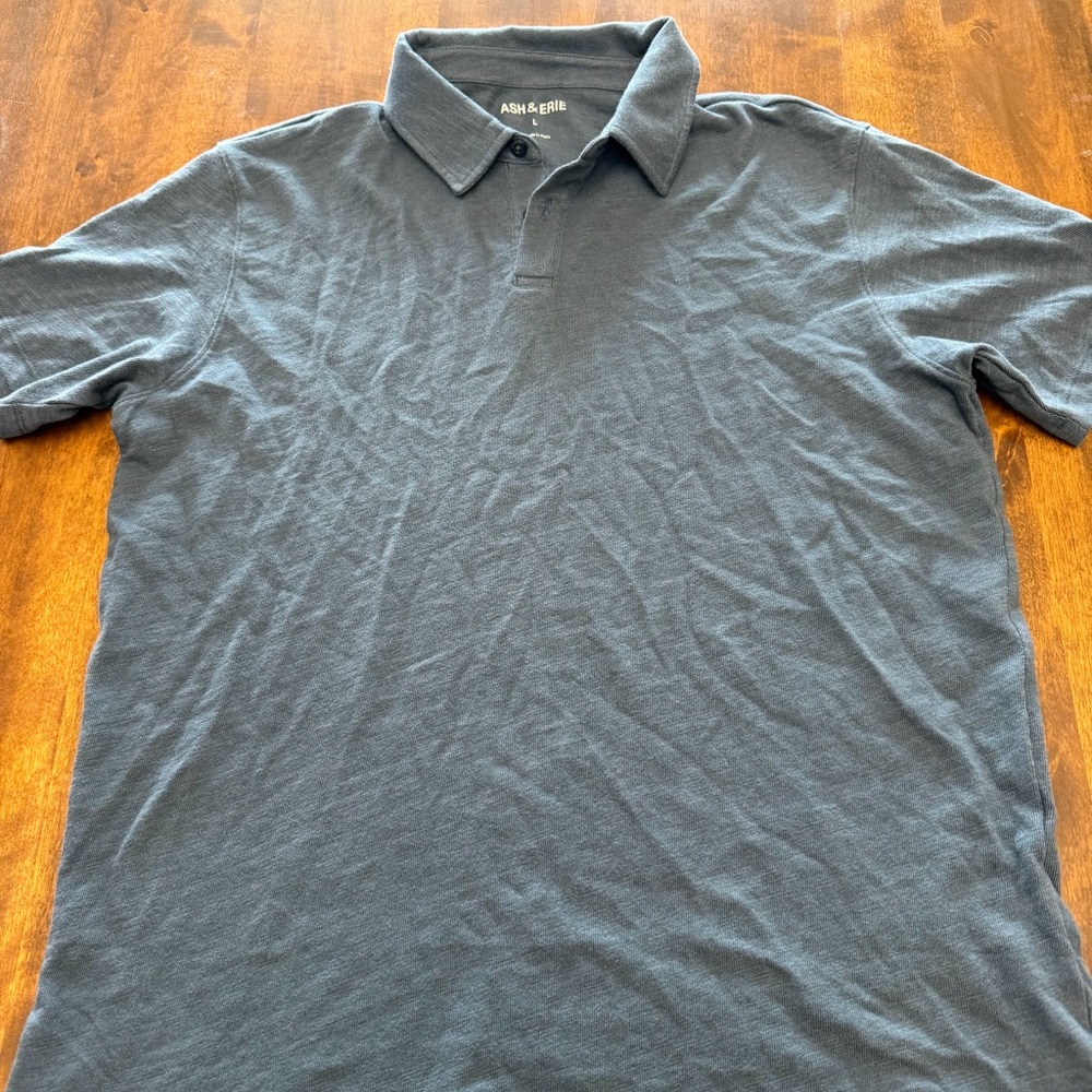 Men’s Ash & Erie 100% Cotton Polo Large Steel Grey/Grey Blue Color